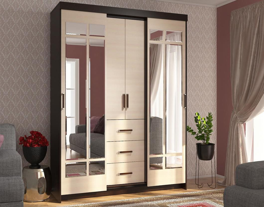 Шкаф-Купе Комфорт-6 Венге/Дуб Молочный (Ш-1600 х В-2200 х Г-560 мм)