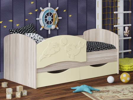 Детская Кровать Дельфин-3 МДФ с фасадом 3D/Разные Цвета