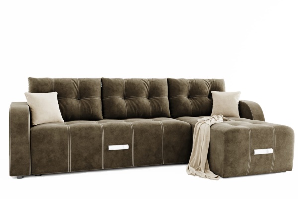 Диван Угловой Сан-Франциско Ножками-Кубышками Ш-2670 х Г-1570 х В-800 мм/Спальное место Ш-1570 х Г-2270 мм