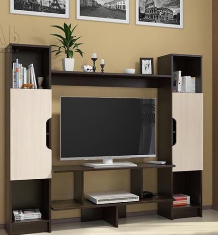 ТВ-Тумба №6 Венге/Дуб Молочный (Ш-1600 × В-1360 × Г-301 мм)