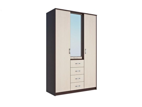 Шкаф-Купе Комфорт-4 Венге/Дуб Молочный (Ш-1340 × В-2160 × Г-574 мм)