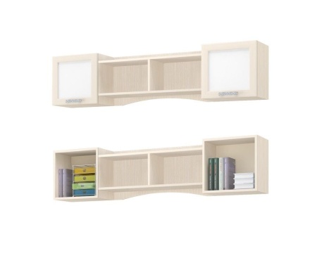 Антресоль ДЮ-02 Юнга-7 ЛДСП Белый ХДФ+Рамочный Профиль/Ясень Шимо Светлый (Д-1832 x В-450 x Г-320 мм)