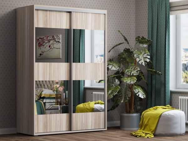Шкаф-Купе Альба-8 Ясень Шимо Светлый (Ш-1500 х В-2200 х Г-600 мм)