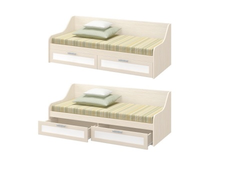 Кровать ДЮ-01 Юнга-7 ЛДСП Белый ХДФ+Рамочный Профиль/Ясень Шимо Светлый (Д-1832 x В-650 x Г-850 мм)