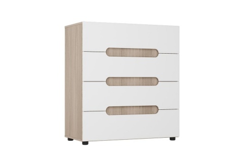 Комод Палермо МДФ Ясень Шимо Светлый/ фасад Белый Глянец (Ш-900 х Г-430 x В-1110 мм)